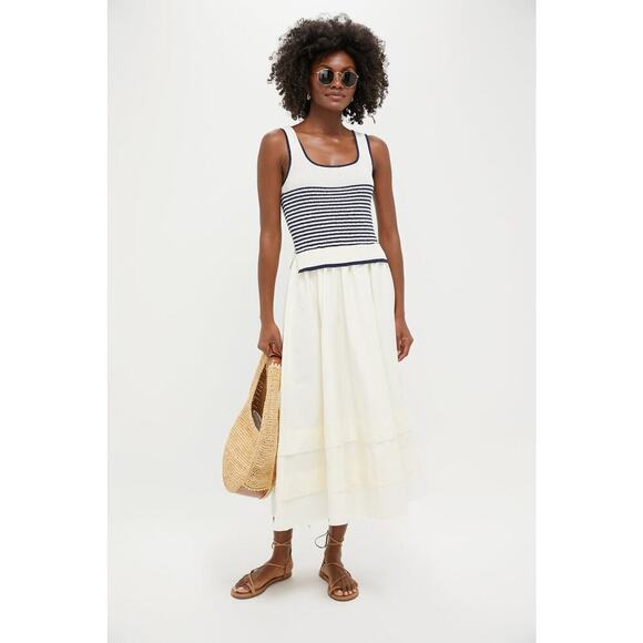 Moon River Dresses & Skirts - MOON RIVER Cream Striped Midi Dress Size S NWT Retail  $124 Tuckernuck